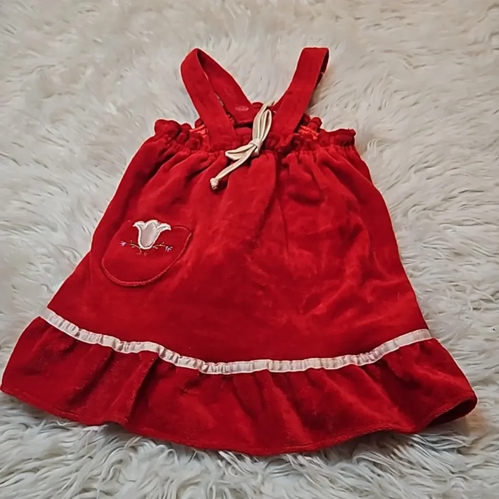 Vintage Genie Gee Baby Girls Red Soft Robe Swim Coverup Dress
